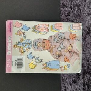 Butterick 5713 Unused Baby Patterns Sizes NB, S, M.